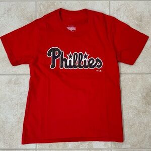 Philadelphia Phillies Youth T-Shirt 
Size: Youth Medium
Color: Red/White